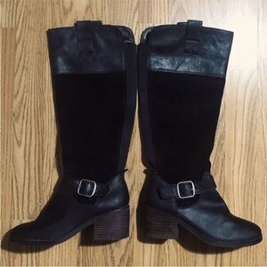 Lucky Brand Black Heeled Boots with Buckle